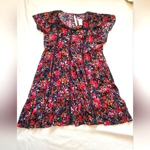 TORRID elastic waist floral dress with embroidered trim size 6